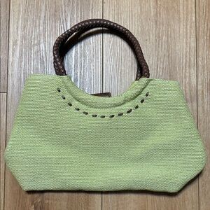 Vintage Relic Lime Tote with Braided Brown Handles